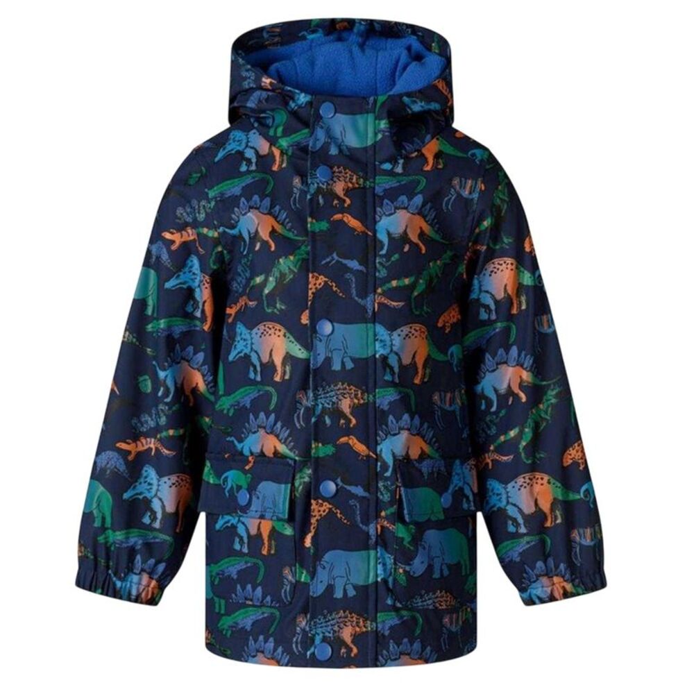 Minoti Boys Dinosaur Waterproof Jacket / Navy